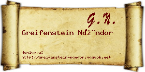 Greifenstein Nándor névjegykártya